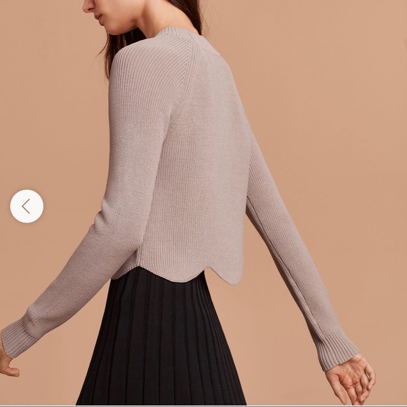 Aritzia Wilfred Scalloped Crop Sweater - Mink - Picture 6 of 9